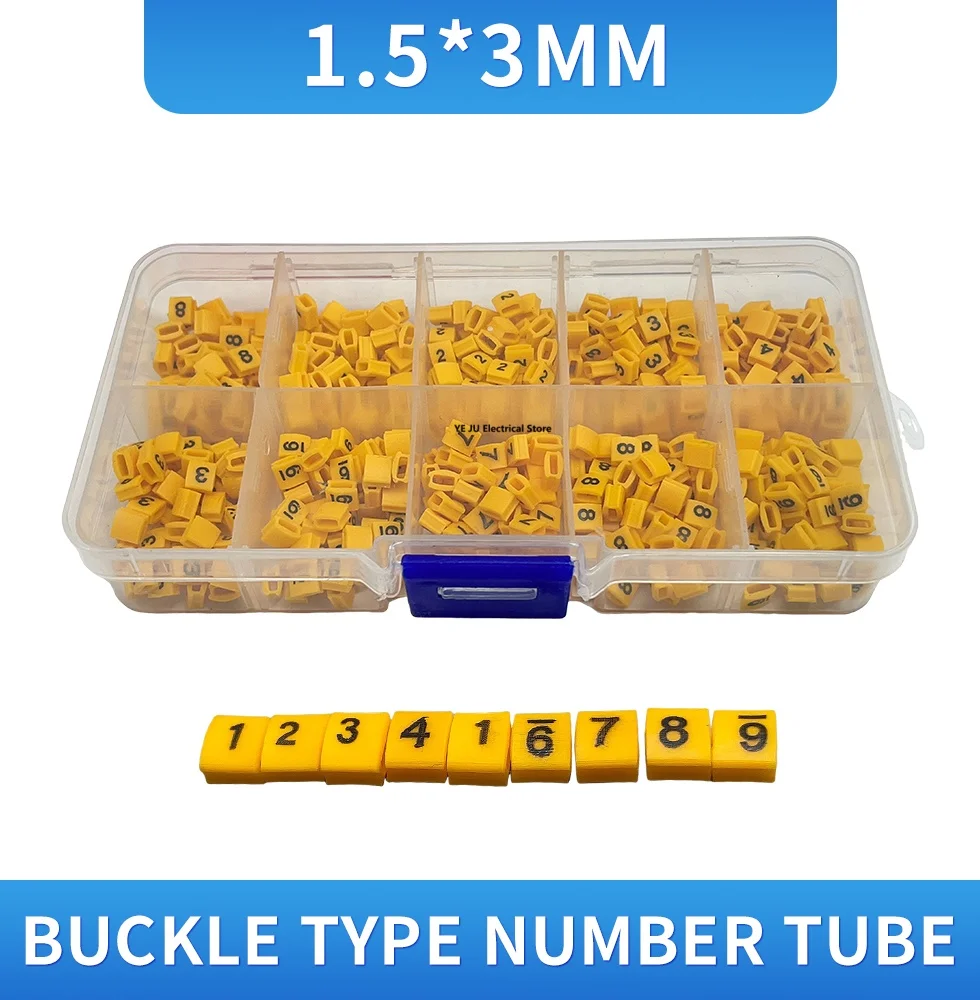 500/1000pcs/box flat yellow 0 to 9 Arabic Numerals 0.3mm ² Cable Wire Marker Label Tube Motor Mini Cable Marker