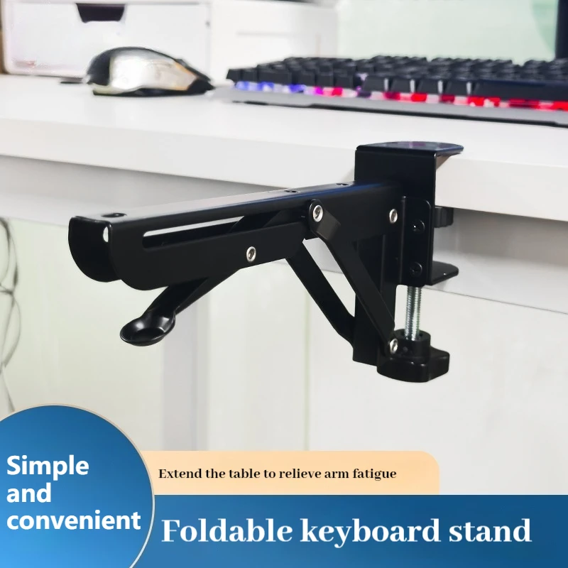 

【Best Choice】No Drill Foldable Triangle Stand - Adjustable Desk Extender for Keyboard/Laptop/Monitor, Space Saving & Heavy Duty
