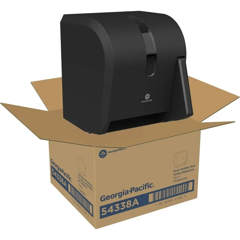 Dispensador de toallas de papel de rollo de paleta de empuje por GP PRO, 54338A, negro