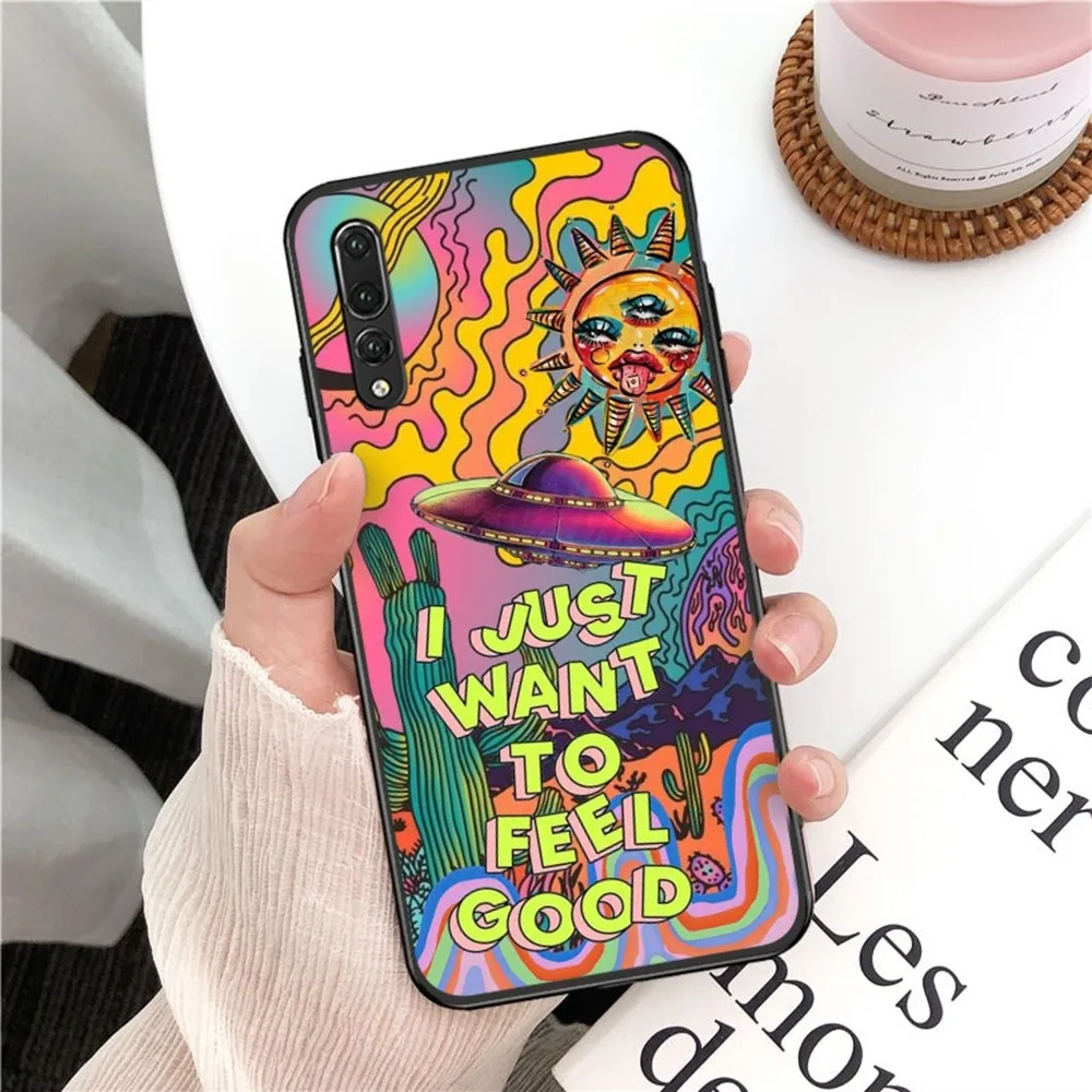 Colourful Psychedelic Trippy Art Phone Case For Huawei P 8 9 10 20 30 40 50 Pro Lite Psmart Honor 10 lite 70 Mate 20lite