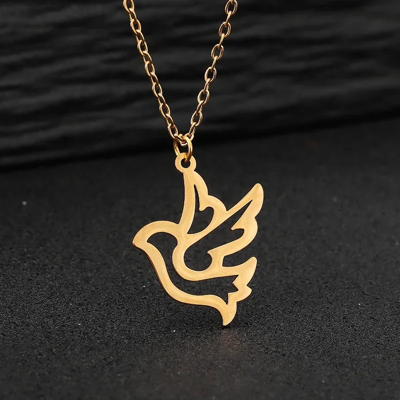 Stainless Steel Necklaces Peace Dove Pendant Chain Collar Fashion Necklace For Women Jewelry Trendy Accessories Friends Gifts