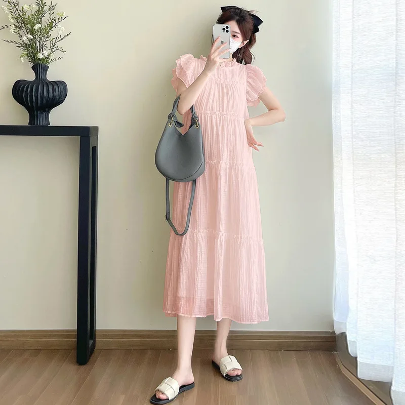 2025 新しいマタニティ服夏の韓国語バージョンファッショナブルな気質ルーズで痩身ドレス