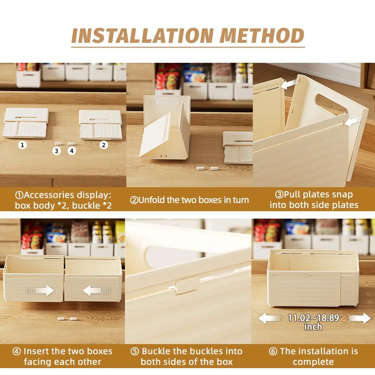 1/2 قطعة صندوق تخزين ملابس قابل للتوسيع حاوية تخزين بلاستيكية قابلة للسحب للمطبخ وغرفة النوم والحمام والمكتب