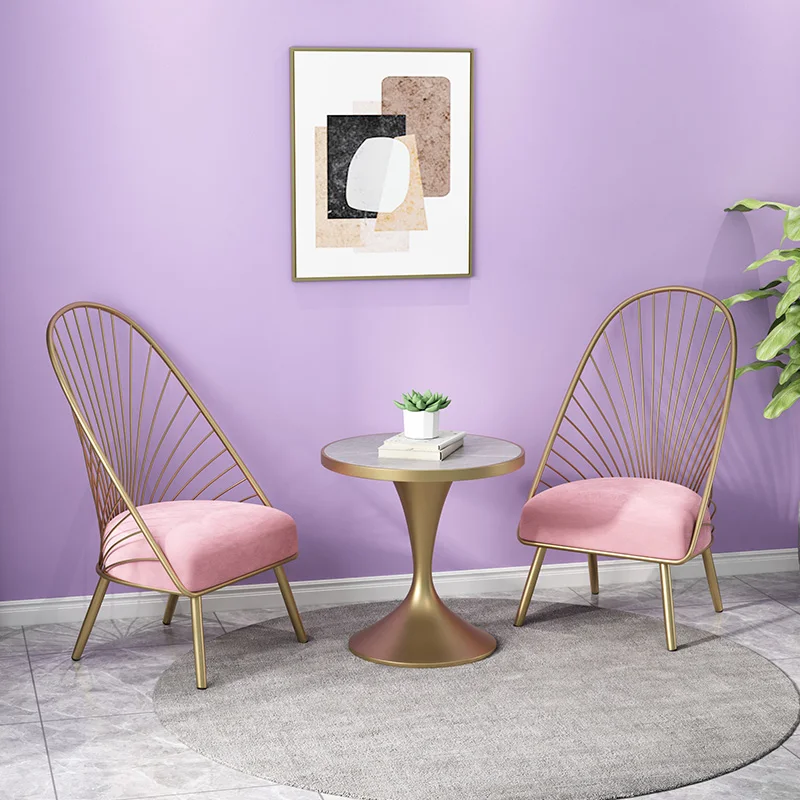 

Nordic light luxury wrought iron single sofa chair Internet celebrity store back chair creative small apartment bedroom balcony