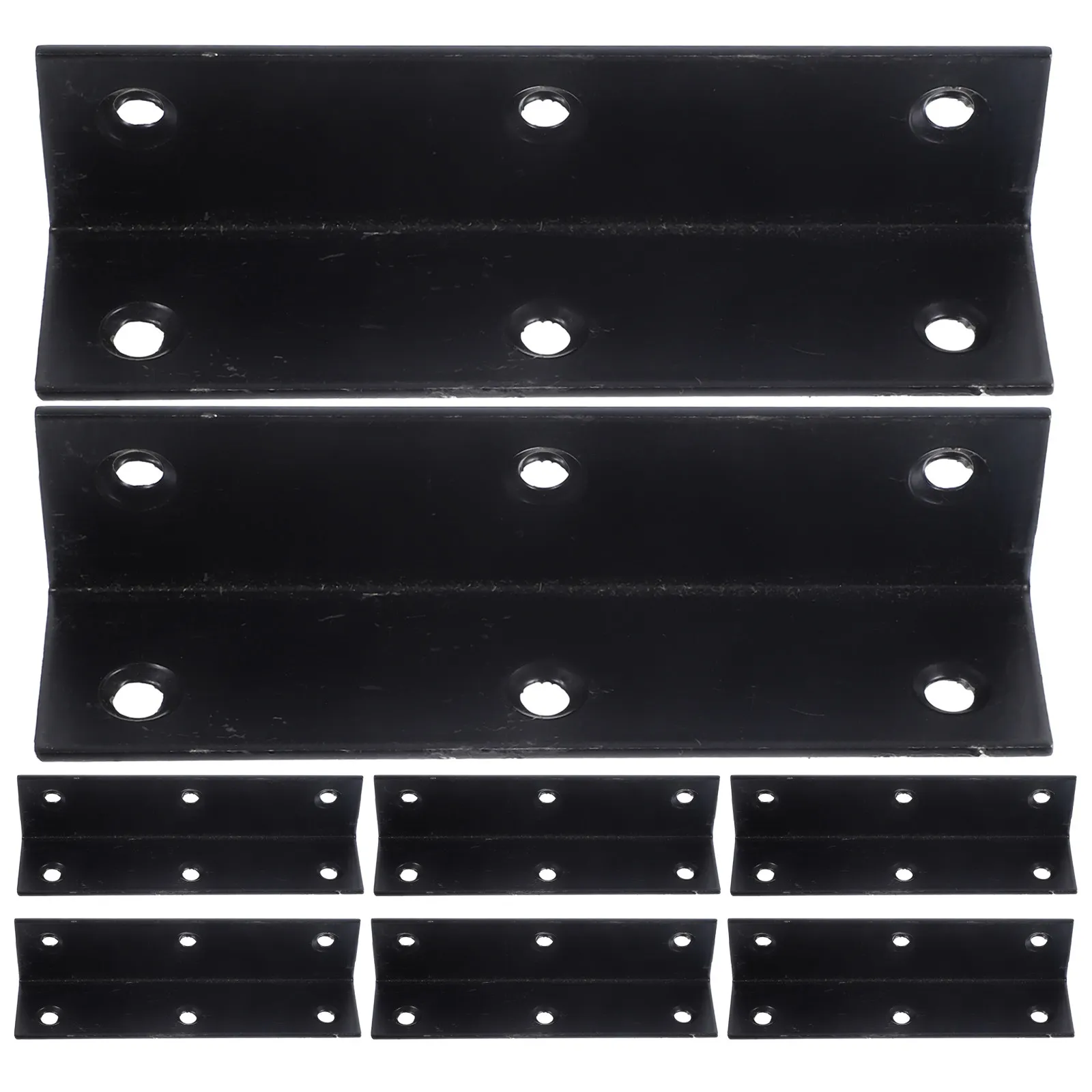8 Pcs Black Stainless Steel Corner Braces Cabinet Bracket Metal Brackets Furniture L-brackets for Desk Kitchen Frame Fixing