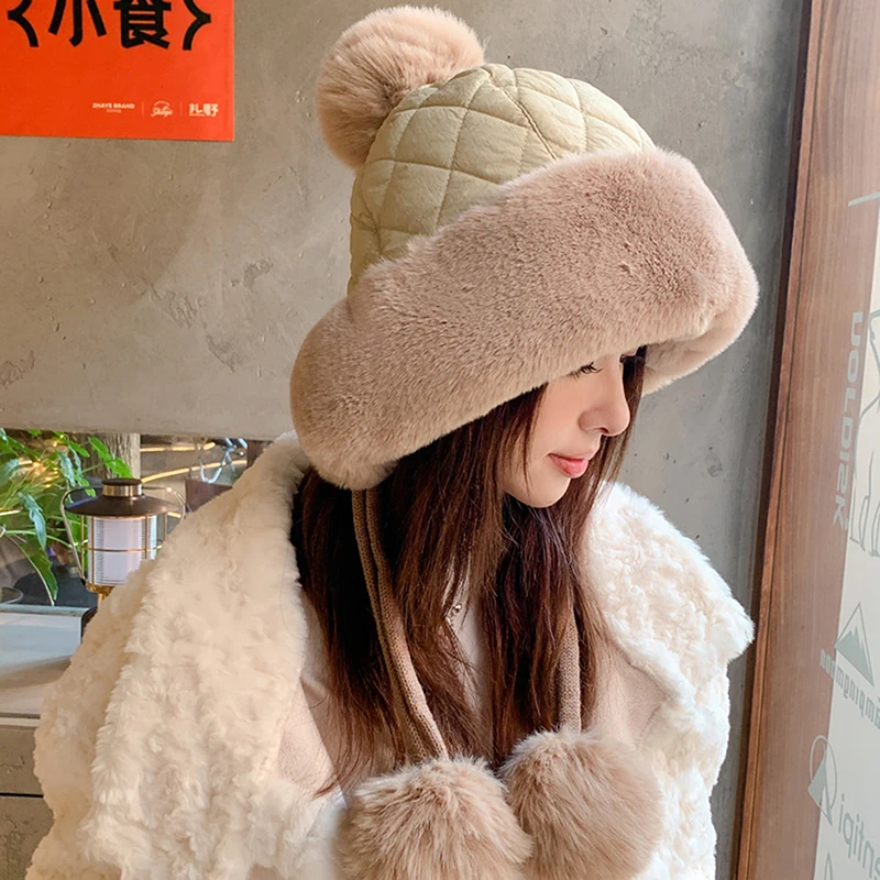 Winter Warm Hat Plush Thicken Windproof Ear Protection Cap Outdoor Cold Proof Pullover Hat For Women