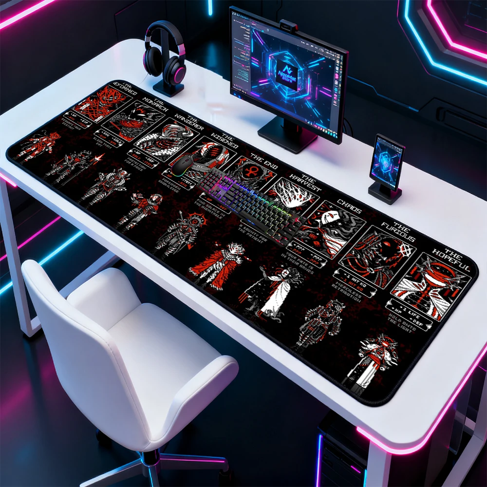 Gothic Desk Mat Laptop Big 1400x600 Pixel Table Art Gaming Mousepad Accessories Dark Red Black Decor Foldable