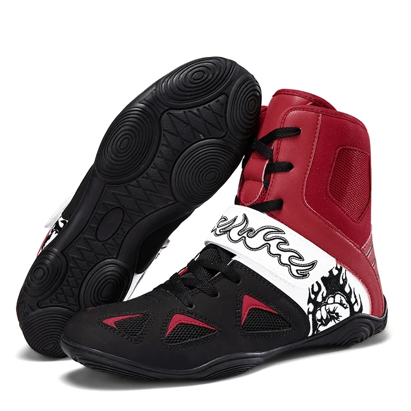 

2026 New Professional Boxing Shoes Big Size Wrestling Shoes Lightweight Outdoor Male Gym Training Sneakers White Red Man