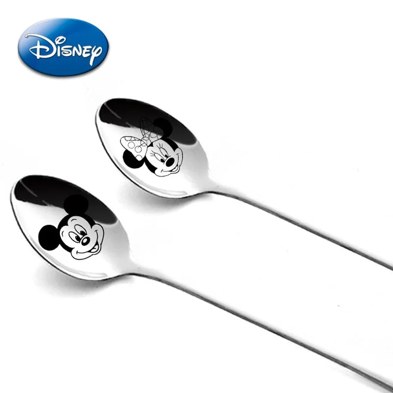 

Disney Mickey Mouse Stainless Steel Spoon Long Ladle Pooh Bear Cute Cartoon Figure Coffee Milk Stirring Accessories Friend Gifts