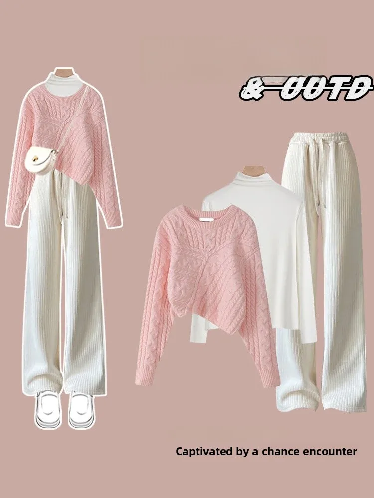 

Модный вязаный свитер, повседневный женский базовый слой для похудения, осень-зима, новинка Sle Salt System, модные брюки-боты