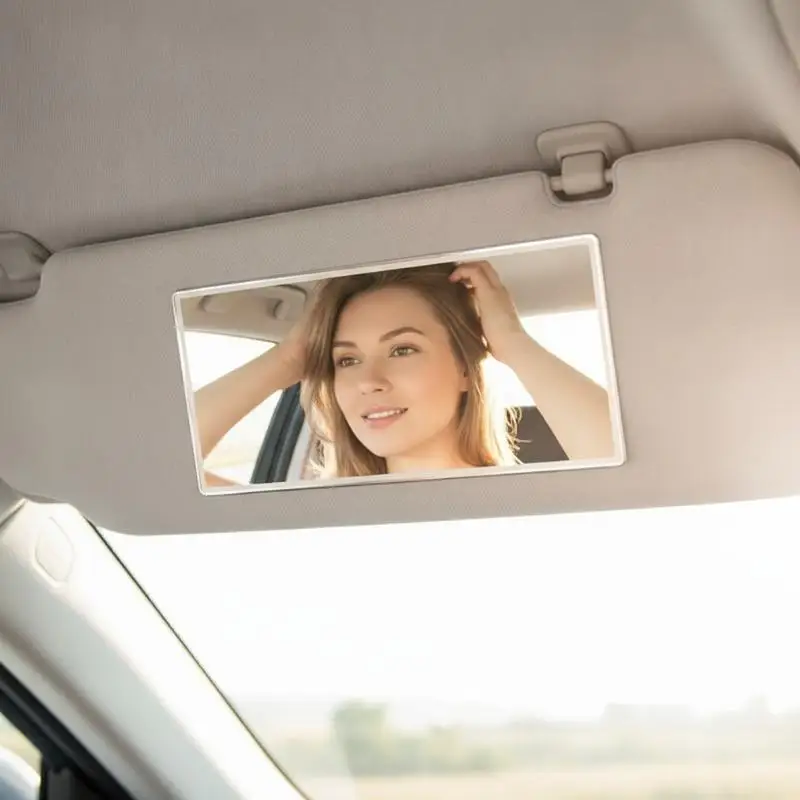 HD Auto Vanity Makeup Mirror Stainless Steel Universal Car Sun Visor Mirror Scratch Proof Car Interior Accessory for Girls