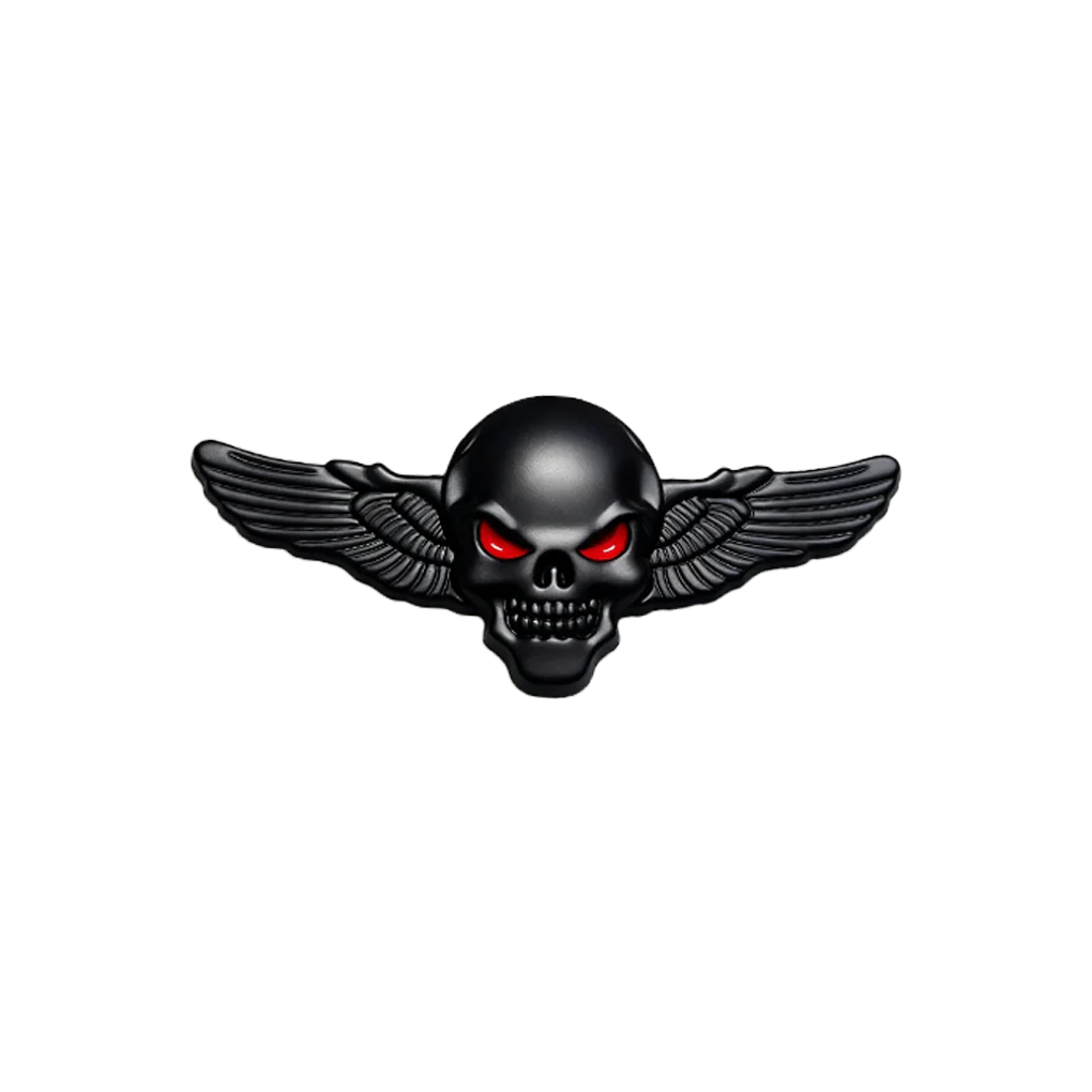 Totenkopf mit Flügeln, Metallaufkleber für Motorräder – universell passgenauer Vorder-/Tank-/Heckspoiler – cooler Fahrer-Dekor-Aufkleber