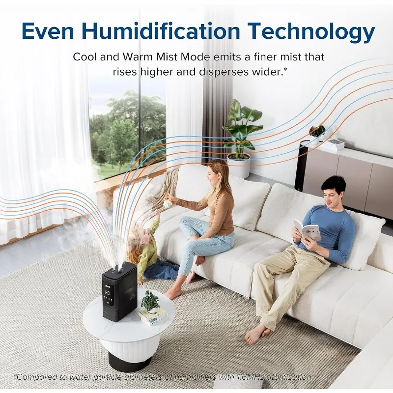 LEVOIT 6L Smart Warm and Cool Mist Humidifiers for Home Bedroom, 60H Runtime and Auto Customized Humidity for Large room