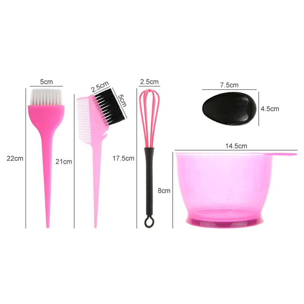 Leeons 6Pcs Professional Hair Coloring Kit For Barber Salon And Home Blending Hair Teasing Comb Bowl Cover Ear Caps Plastic Dye