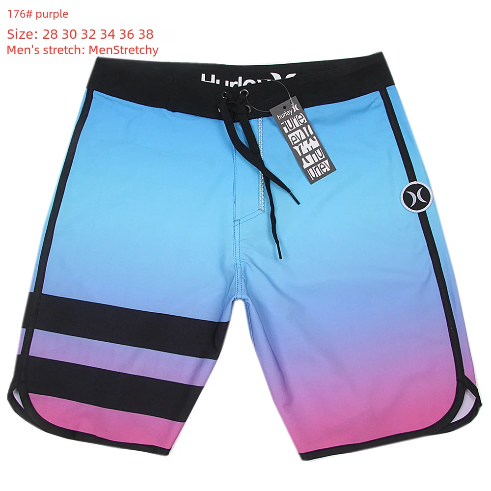 2023 Summer Waterproof Four-way Shorts Sports Quick-drying Beach Pants Men Stripe Plaid Pure Color Camouflage Flower Polka Dot