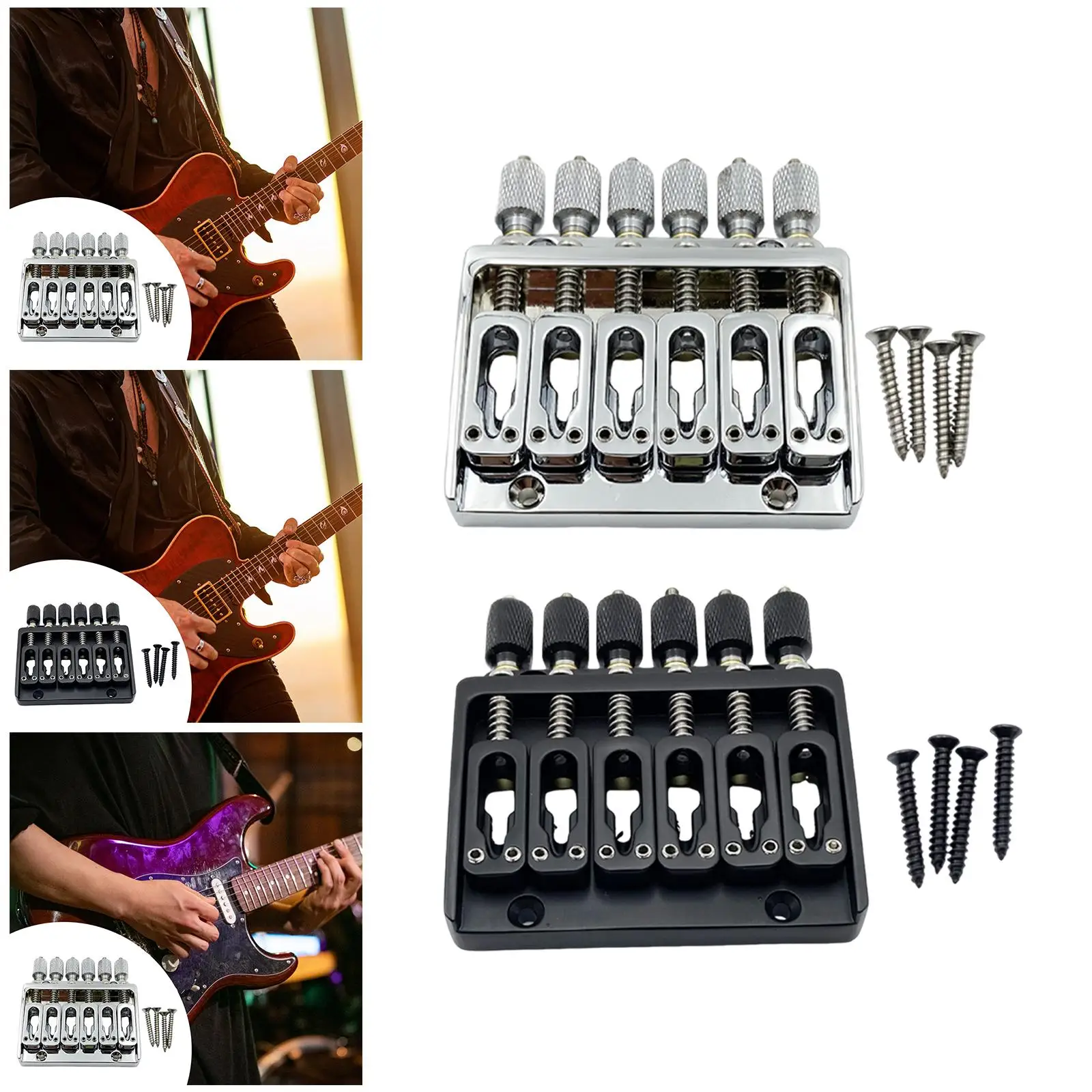 Electric Guitar Headless Bridge Easy Install Zinc Alloy Fixed Saddle Tailpiece Replacement Part for Guitar Repair