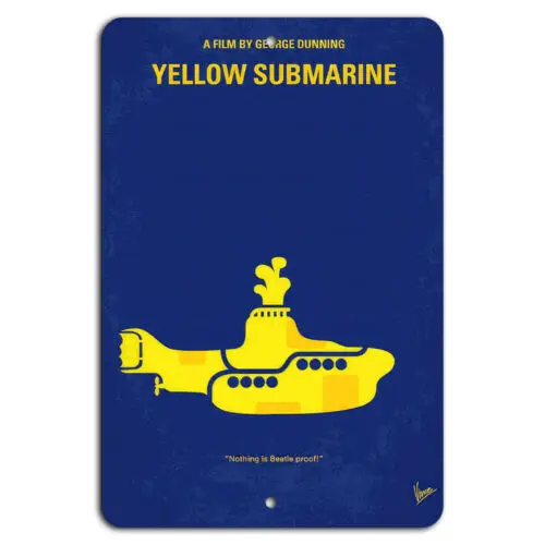 1p,Yellow Submarine Minimalist Movie Poster 8”x12” Metal Sign