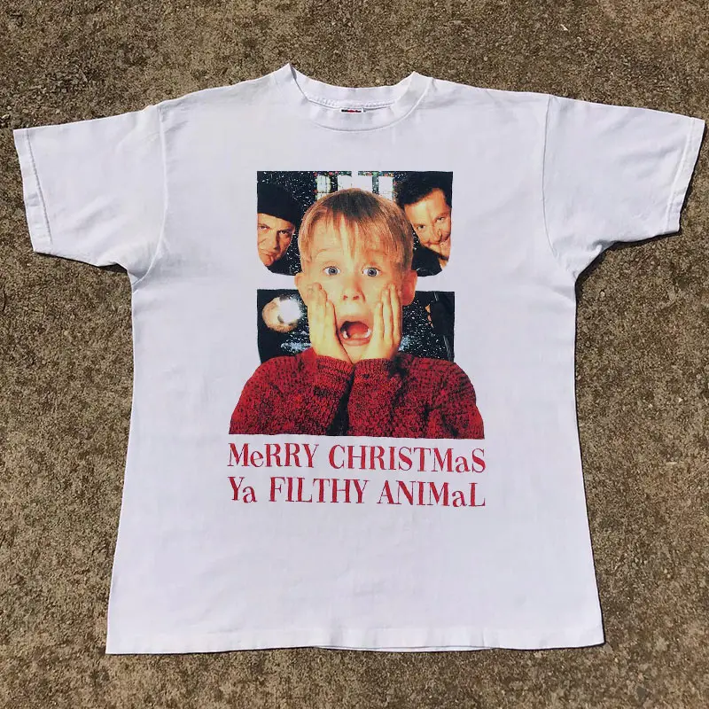 2024 Fashion Europe and The United States Classic Home Alone Macaulay Culkin Movie Retro Trend Short-sleeved T-shirt