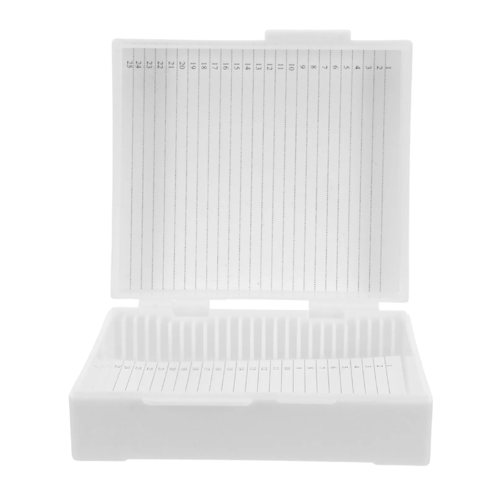 25-Slot Transparent Slide Storage Box Sturdy Plastic Microscope Slide Organizer for Laboratory Specimens Holder Universal