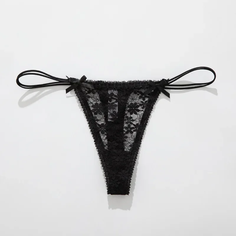Calcinha de laço de renda sexy lingerie feminina uso diário casa usar roupa interior sólida feminina calcinha de cintura baixa respirável трусы ж misceе