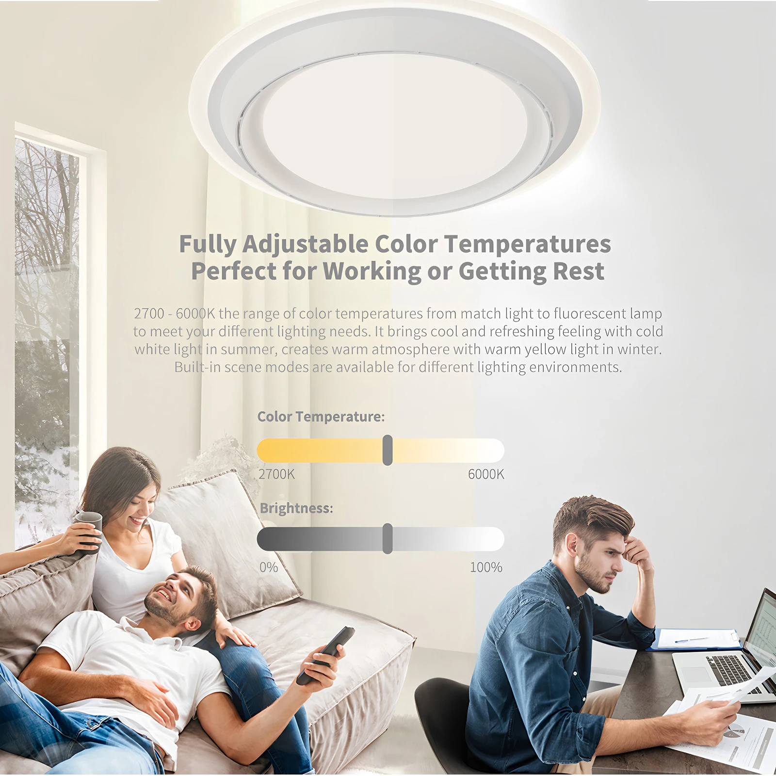 IRALAN leafless fan light with LED light adjustable lighting and 6 wind speed ceiling fan smart low-key ceiling fan light