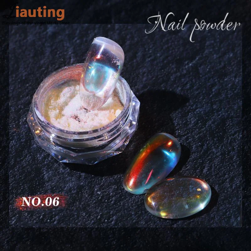 Nail Glitter Aurora Ice Transparent Laser Rainbow Mirror Gel Pigment Powder Chrome Nail Charm Gel Polish Art Decoration Supplies