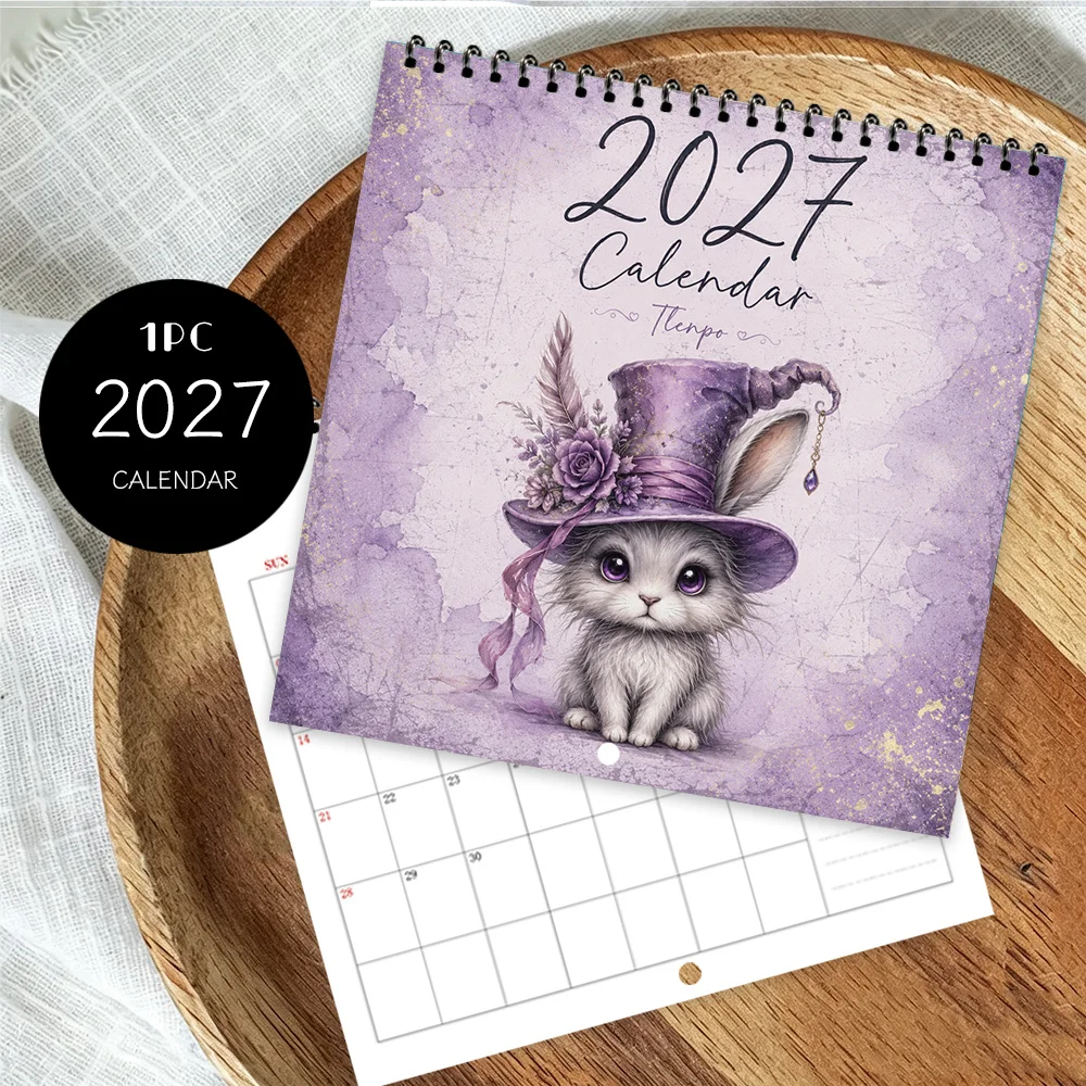 1pc 2027 Wall Calendar, Top Hat Pet Theme, 12-Month Monthly Planner, Perfect Gift For Back-to-School Season, Christmas, New Year