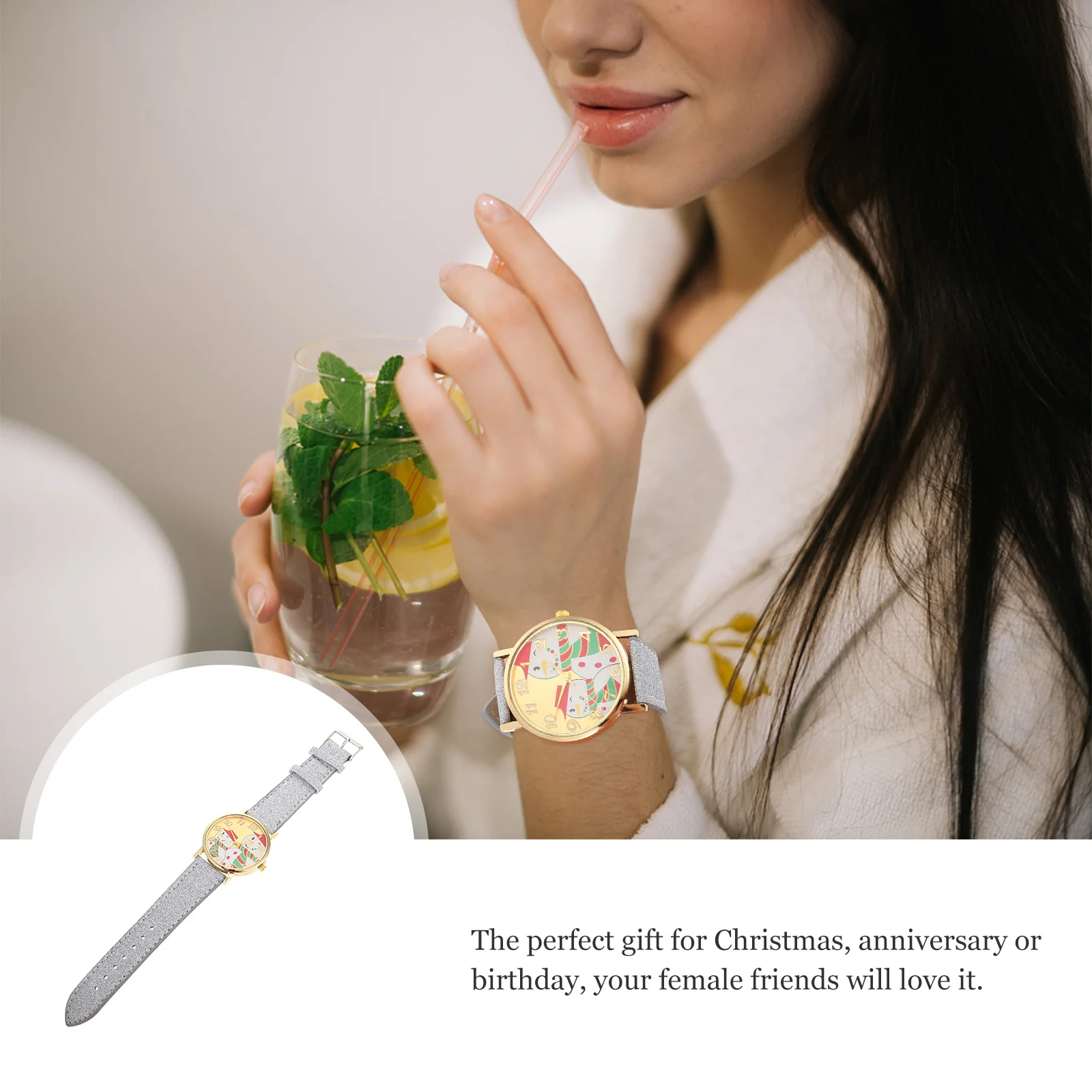 Christmas Watch Snowman Pattern Lovely Gift for Accurate Timekeeping Fashionable Wristwatch Adjustable Strap