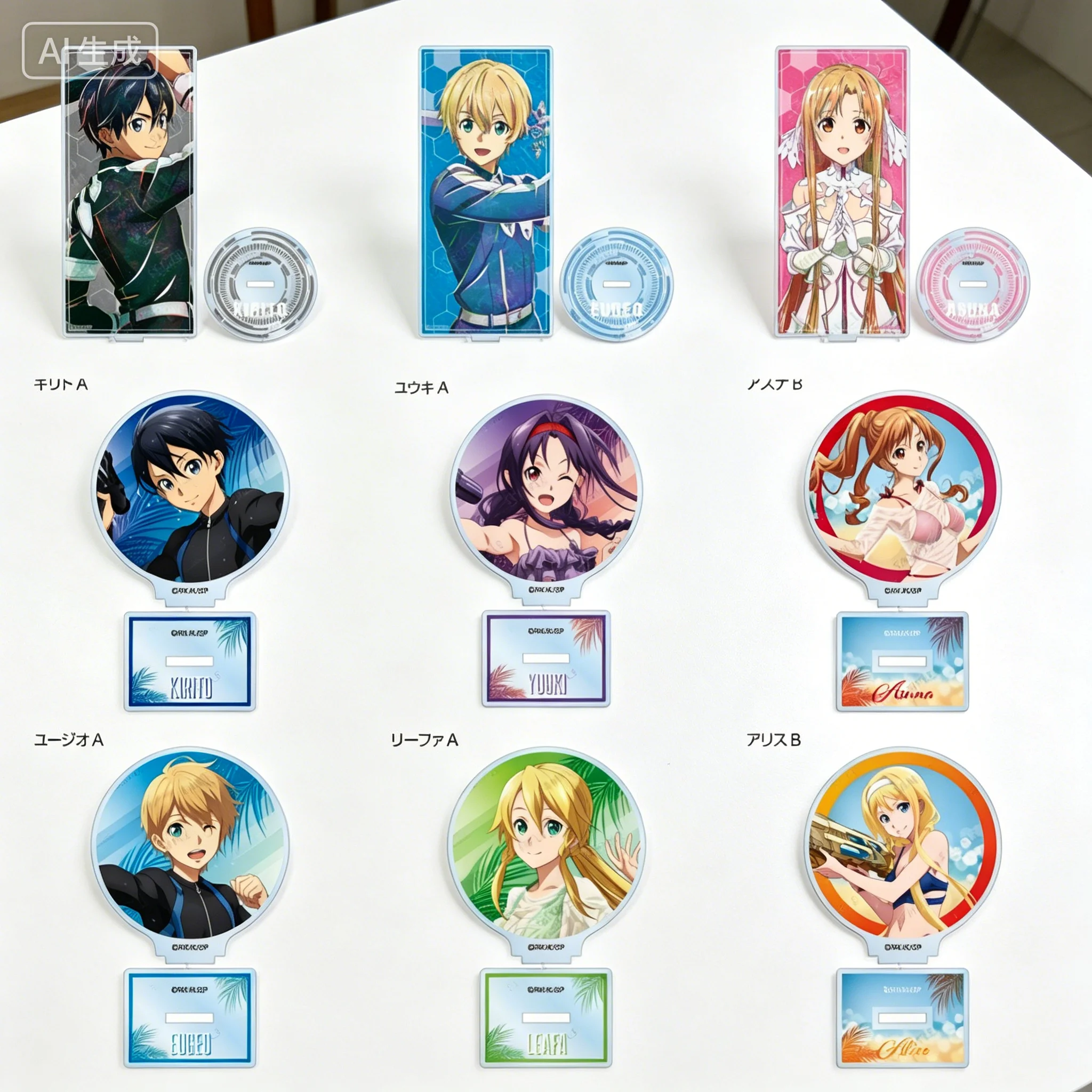 Anime Sword Art Online Kirito Asuna Acrylic Figure Stand Model Plate Keychains Desktop OrnamentGifts For Friends