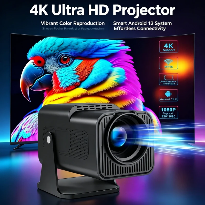 

HY320mini Projector Android 11 390ANSI HD 4K Native 1080P Dual Wifi6 BT5.0 Cinema level Portable Projetor HY300 Upgrated