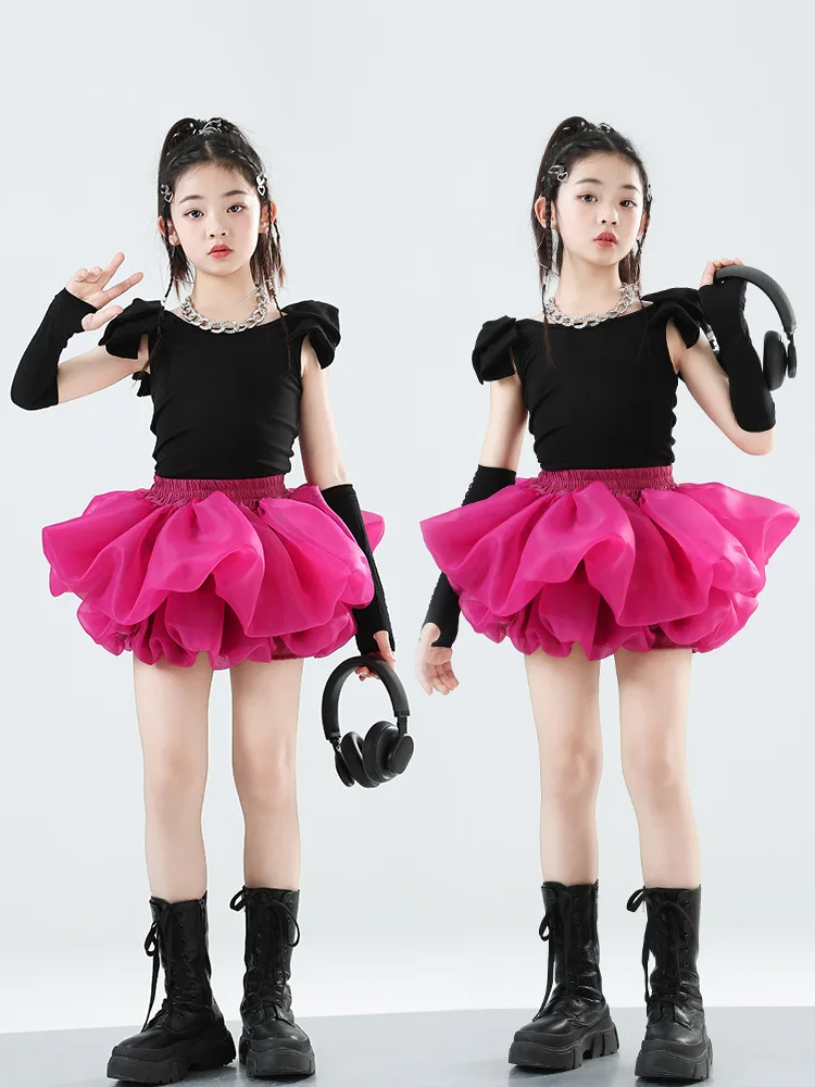 เด็กแจ๊สเต้นรําหญิง Bubble กระโปรงชุดเด็ก T-Stage Dopamine เดินเชียร์ลีดเดอร์เต้นรําชุด
