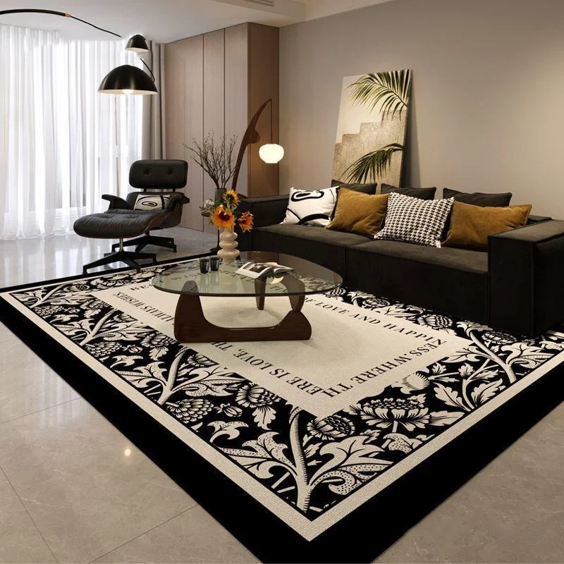 

NEW Black living room carpet American retro light luxury sofa coffee table carpet bedroom room floor cushion large full pavement