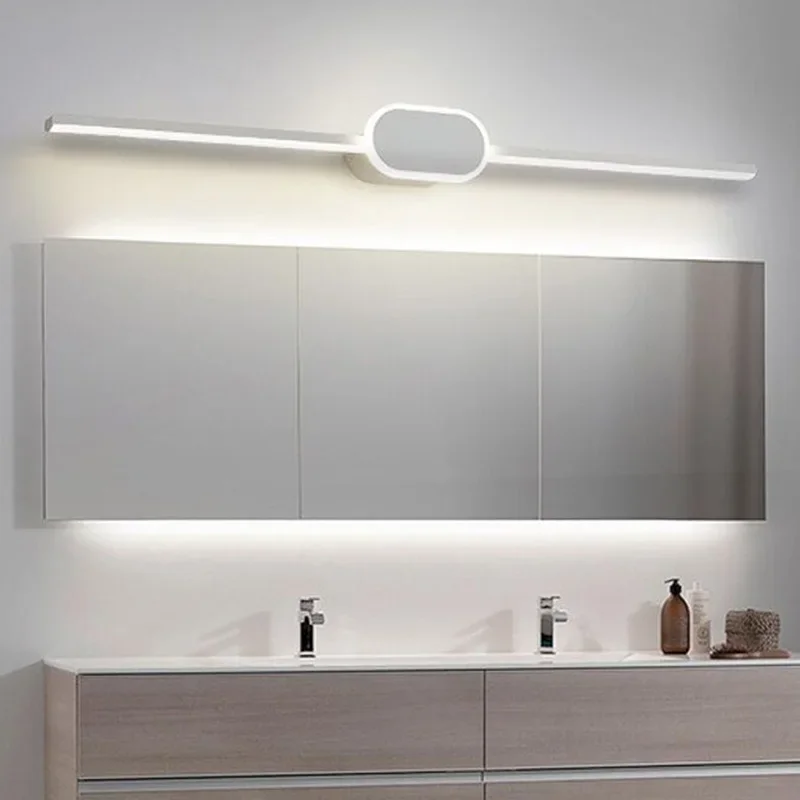 Luz LED de pared moderna para baño, lámpara de pared LED de tres colores, lámpara de línea de espejo de baño de aluminio