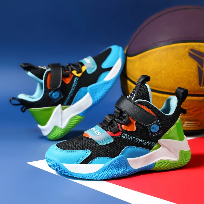 Basketbalschoenen Mannelijke Sneaker Jongen Outdoor Slijtvaste Hoge Elastische Tennis Air Training Schoenen Kind Sportschoenen