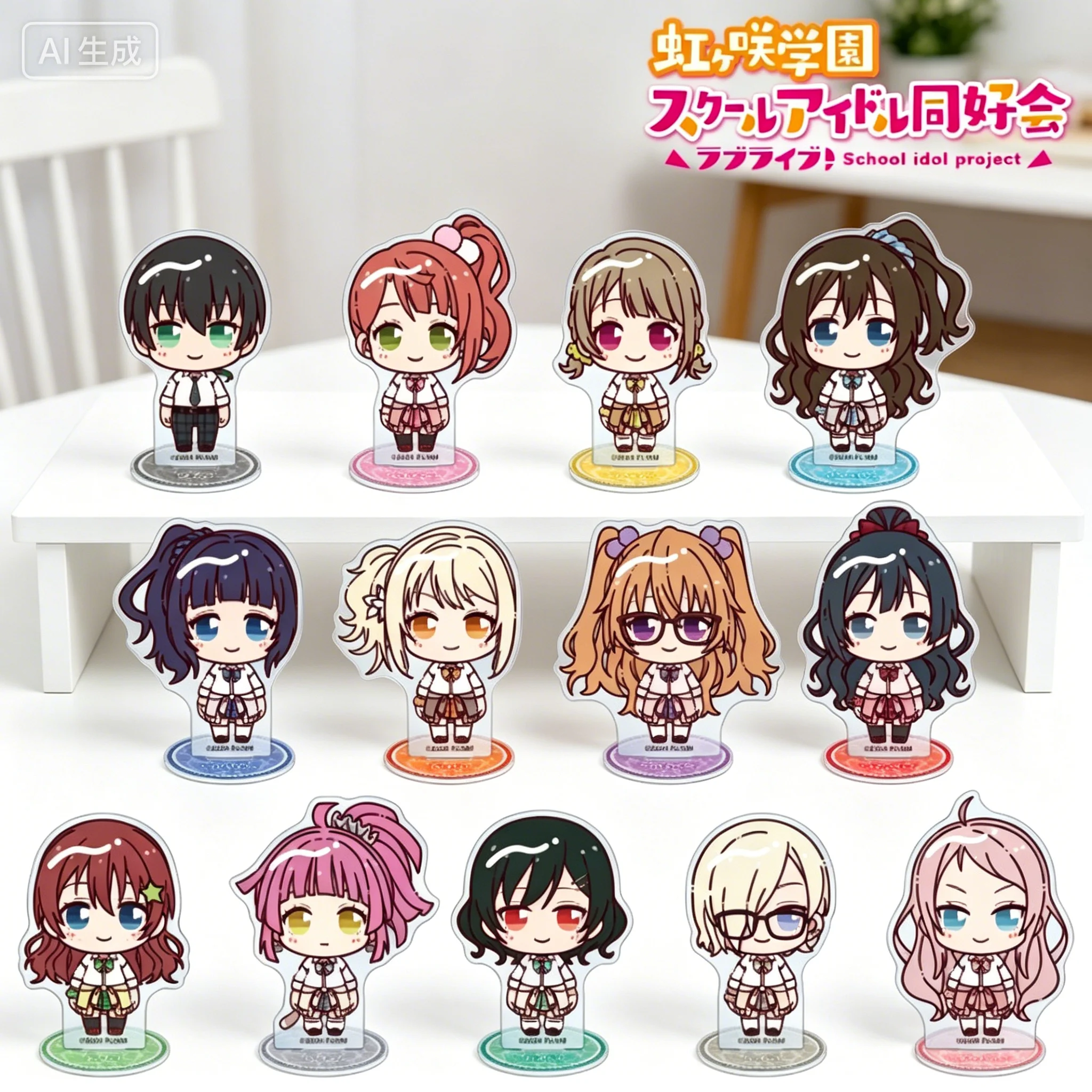 Anime Love Live! Hot Girl Uniform Version Takasaki Yu Ayumu Uehara Q-style Acrylic Stand Model Plate Keychains desk decorations