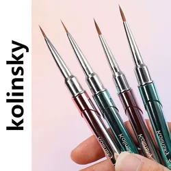 1Pc Metal Handle Kolinsky Nail Liner Brush Nail Painting Pen Acrylic UV Gel Brushes Crystal Manicure Tool Nail Brush