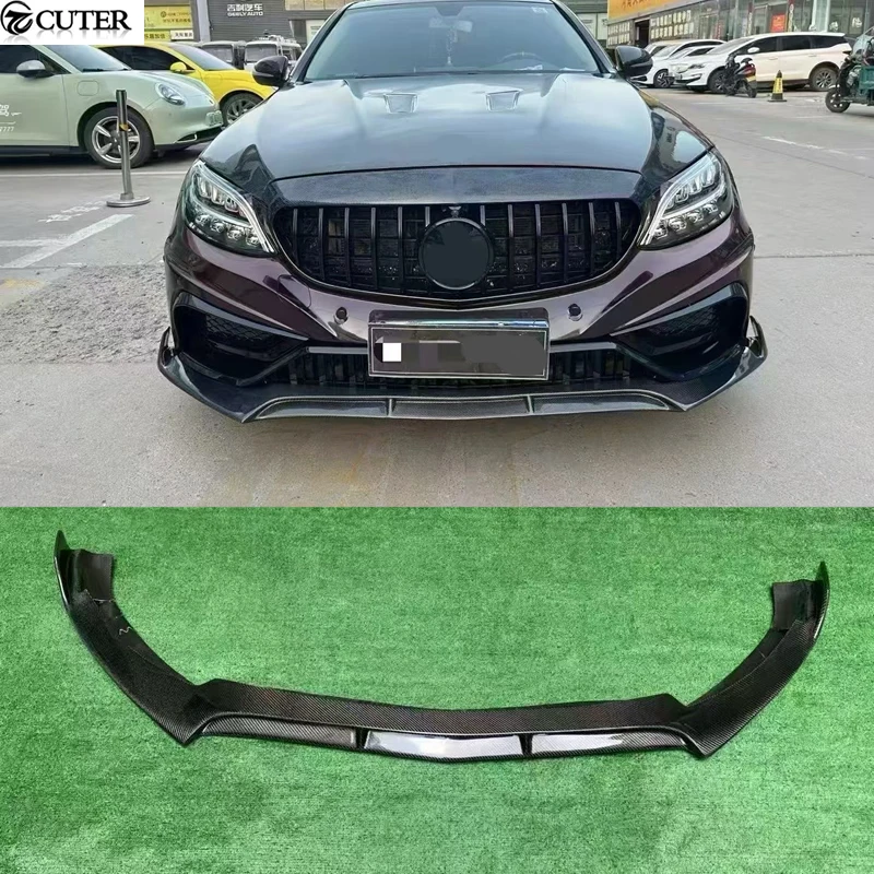 

Карбоновый сплиттер переднего бампера W205 C260 C300 для Mercedes-Benz W205, элемент обвеса кузова