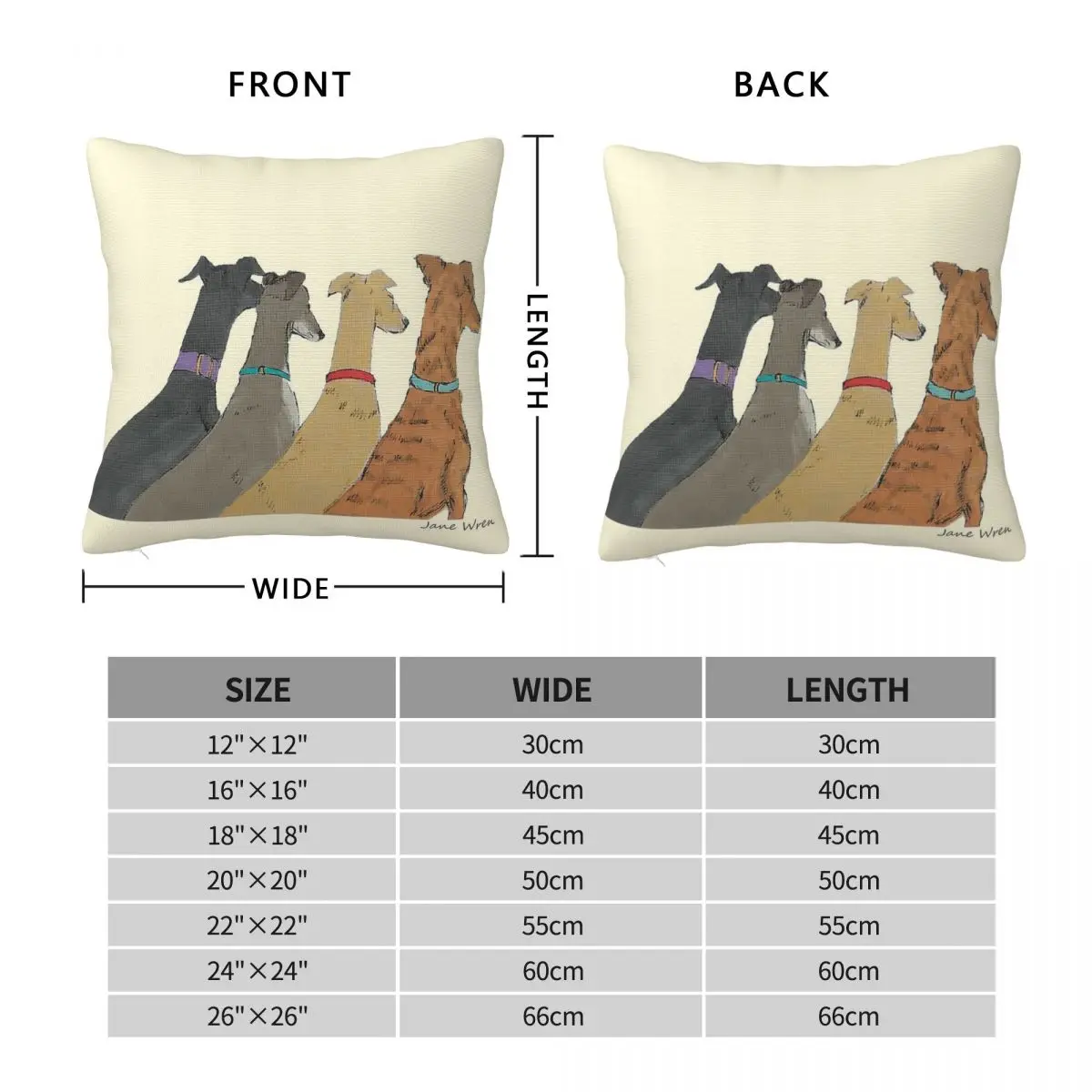 Four Greyhounds Looking Out Square Pillowcase Polyester Linen Velvet Pattern Zip Decor Sofa Cushion Cover 45x45