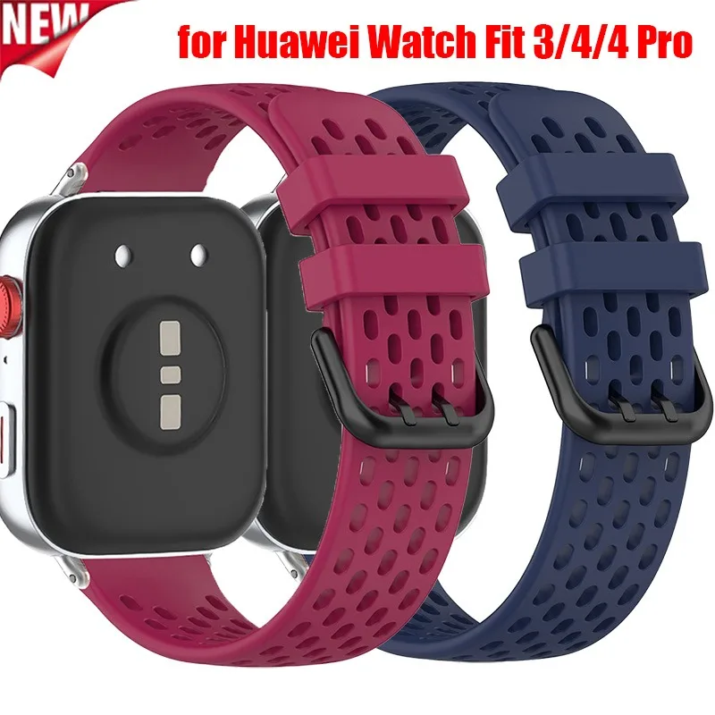 

Силиконовый ремешок для часов Huawei Watch Fit 3/4/4 Pro, дышащий ремешок для часов, мужской и женский браслет для часов Huawei Fit 4/3/2/1 Correa
