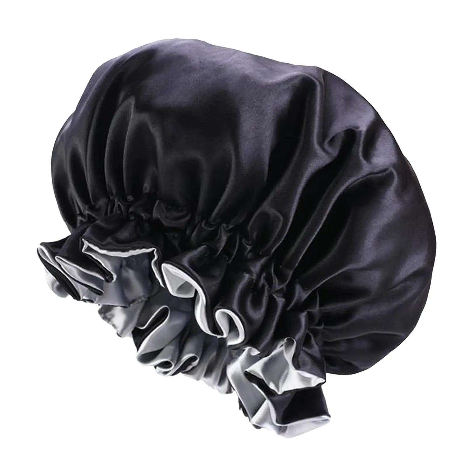 Satin Sleep Cap Reversible Hair Protection Bonnet Elastic Night Wrap for Women Housework Bath