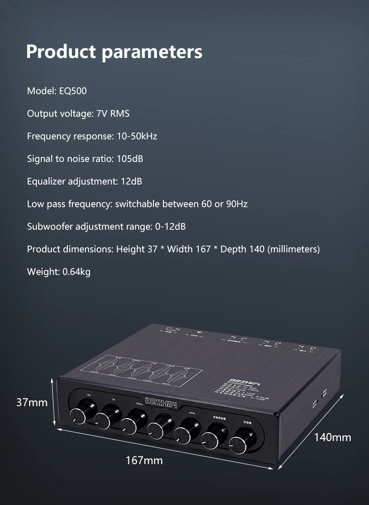 BRZHIFI EQ500 voorversterker 5-segment EQ toon audioverwerking effector kleine mixer