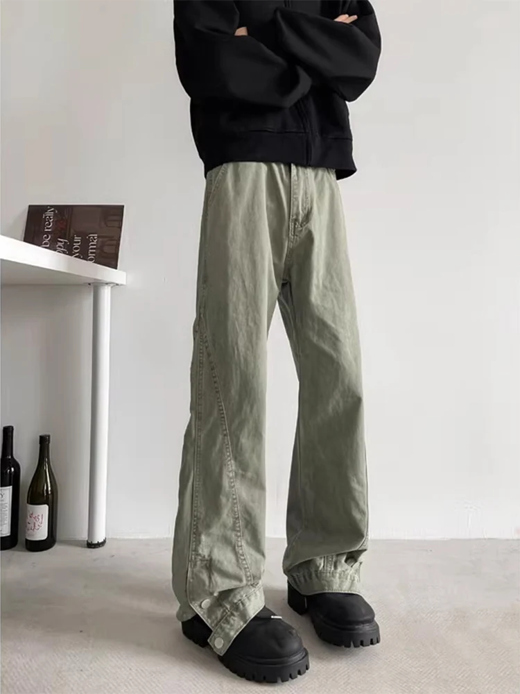 

Retro American Denim Jeans Men's Winter Fce Waed Straight Leg Loose Fit Workwear Casual Trendy Brand Breathable Cotton