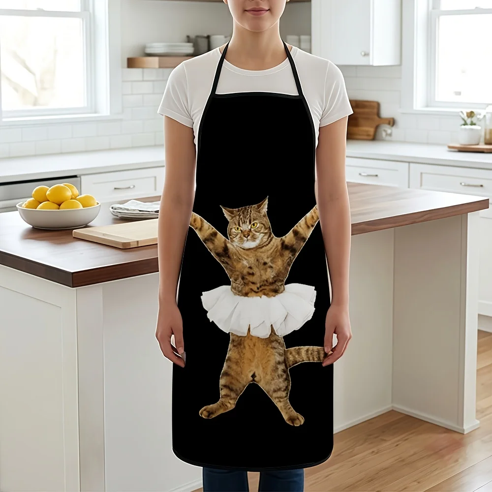 Funny Cat Playing Costume Apron for Kitchen Cooking Baking Novelty Gift Apron for Women
