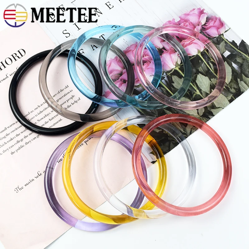 

10Pcs 10cm Acrylic O Ring Handle Bag Transparent Plastic Handbag Decorative Handles Resin Rings Brackets DIY Bags Accessories