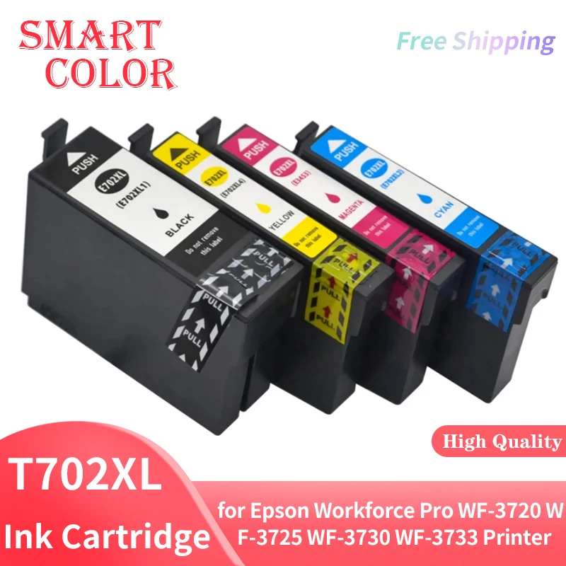 

4Color T702 T702XL 702 702XL Compatible Ink Cartridge for Epson Workforce Pro WF-3720 WF-3720DWF WF-3730 WF-3733 DWF Printer