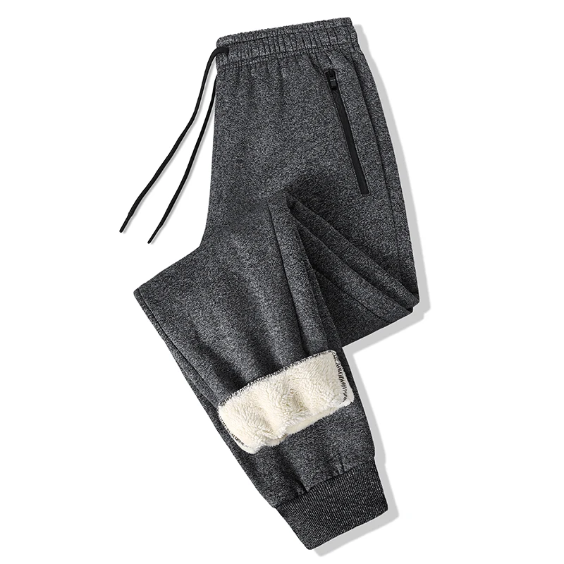 Winter Lamb Wool Pants Men's Casual Simple Thick Fleece-lined Loose Sports Pants Outdoor Jogging Skiing Cold-proof Cotton Pants