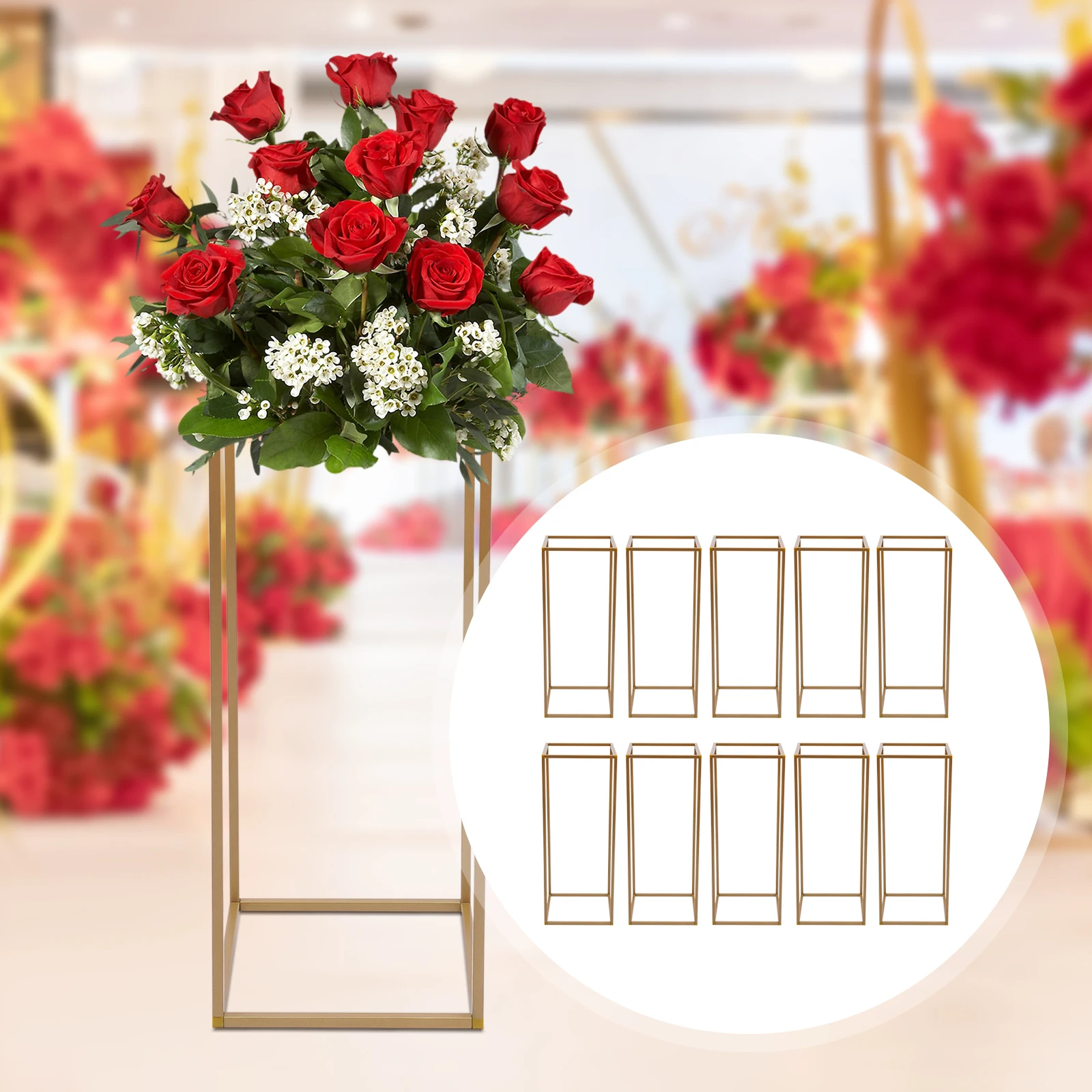 10Pcs Metal Flower Stand for Wedding Table Centerpieces 60cm/80cm Tall for Holiday Birthday Party Banquet Decoration