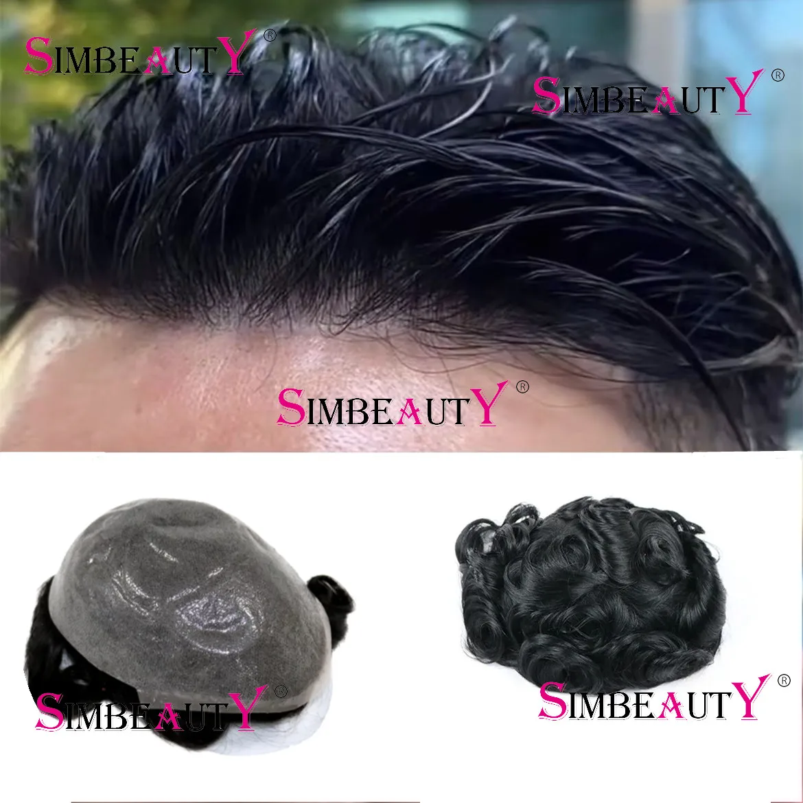 Undetectable Natural hairline Microskin Invisible Ultra-Thin Skin 0.02mm 100 Human hair Men Toupee Capillary Prosthetic Male Wig