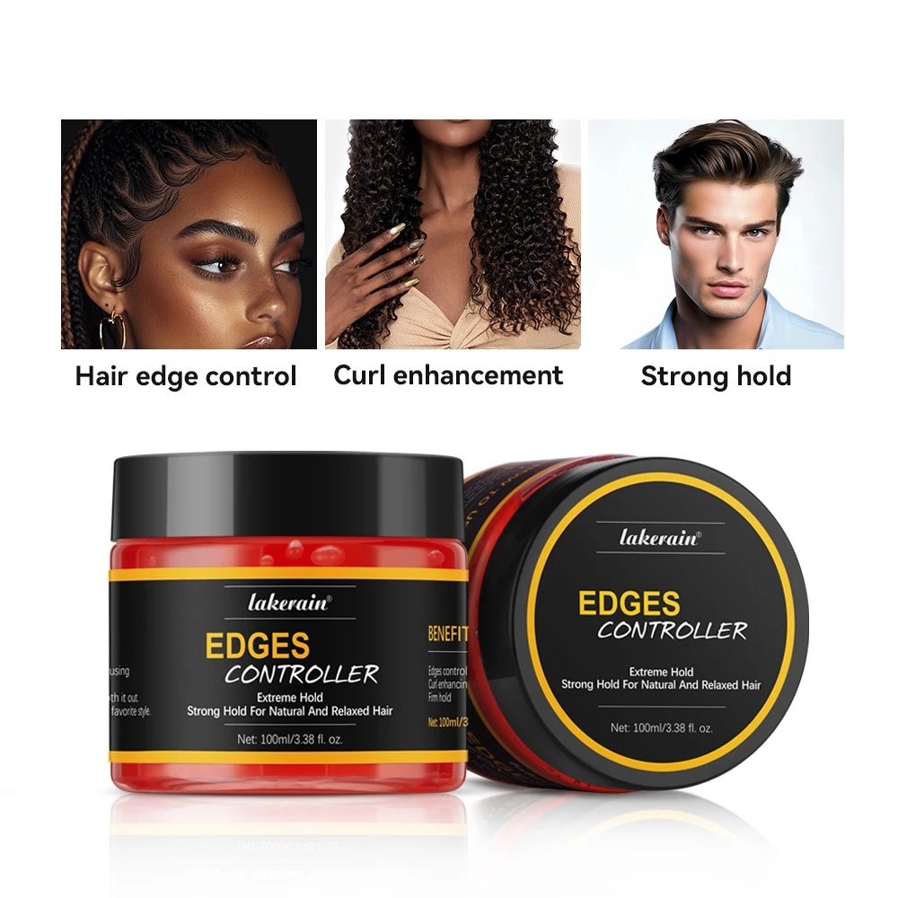 100ml/3.38 Fl. Oz. Edge Control Hair Gel Strong Hold Thick Edges Styling Gel Non-Greasy Non-Flaking Hair Gel For All Hair Types