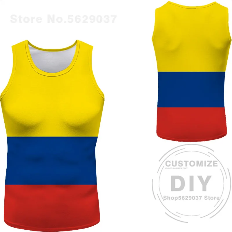 Colombia Vest Diy Free Custom Made Name Col Tank Top Nation Flag Co Spanish Republic Country Logo Print Photo 0 Sleeveless Shirt